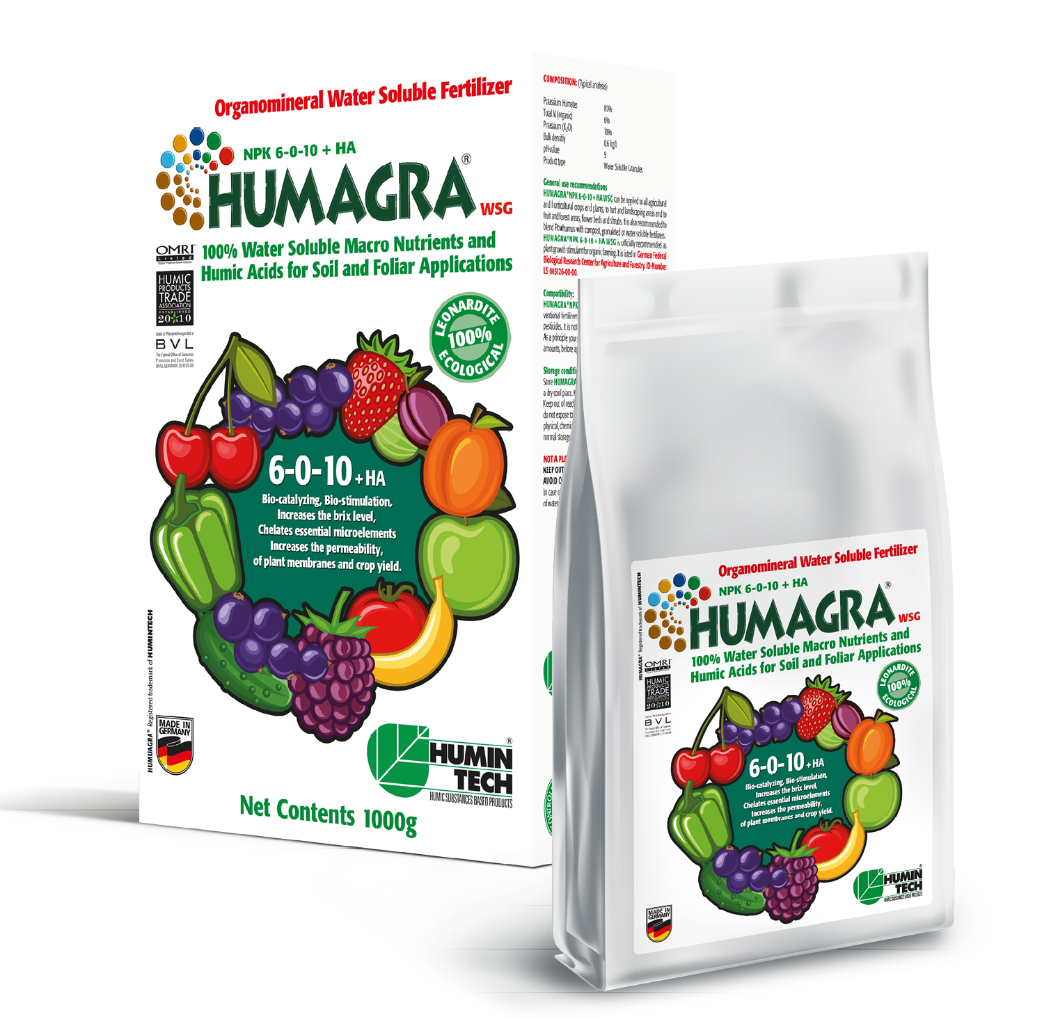 HUMAGRA NPK 6-0-10 + HA WSG Organomineral Water Soluble Fertilizer