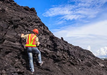 Examination of a coalbed at the lignite mining strip site Garzweiler II, Germany