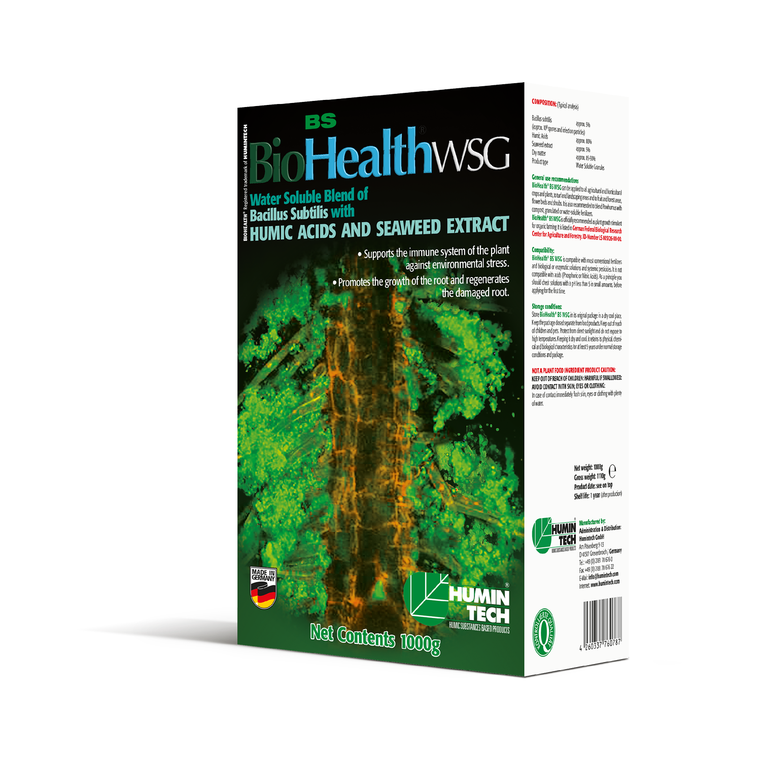 BioHealth BS WSG Water Soluble Blend of Bacillus Subtilis Seaweed Extract and Humic Acids box