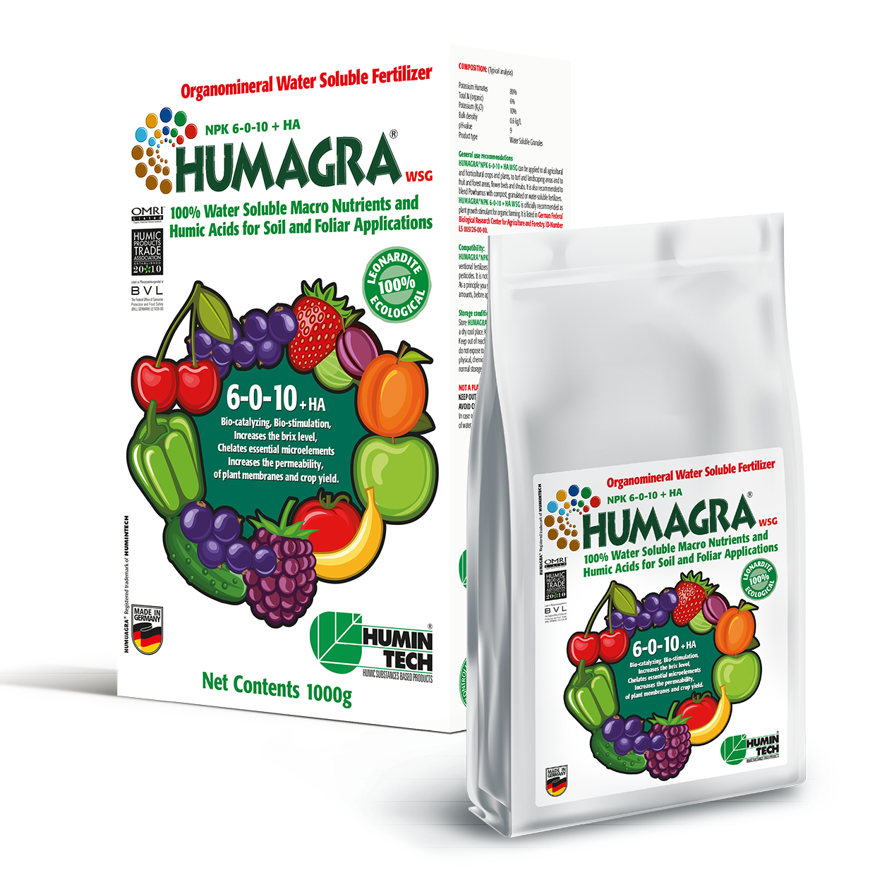 HUMAGRA NPK 6-0-10 + HA WSG Organomineral Water Soluble Fertilizer