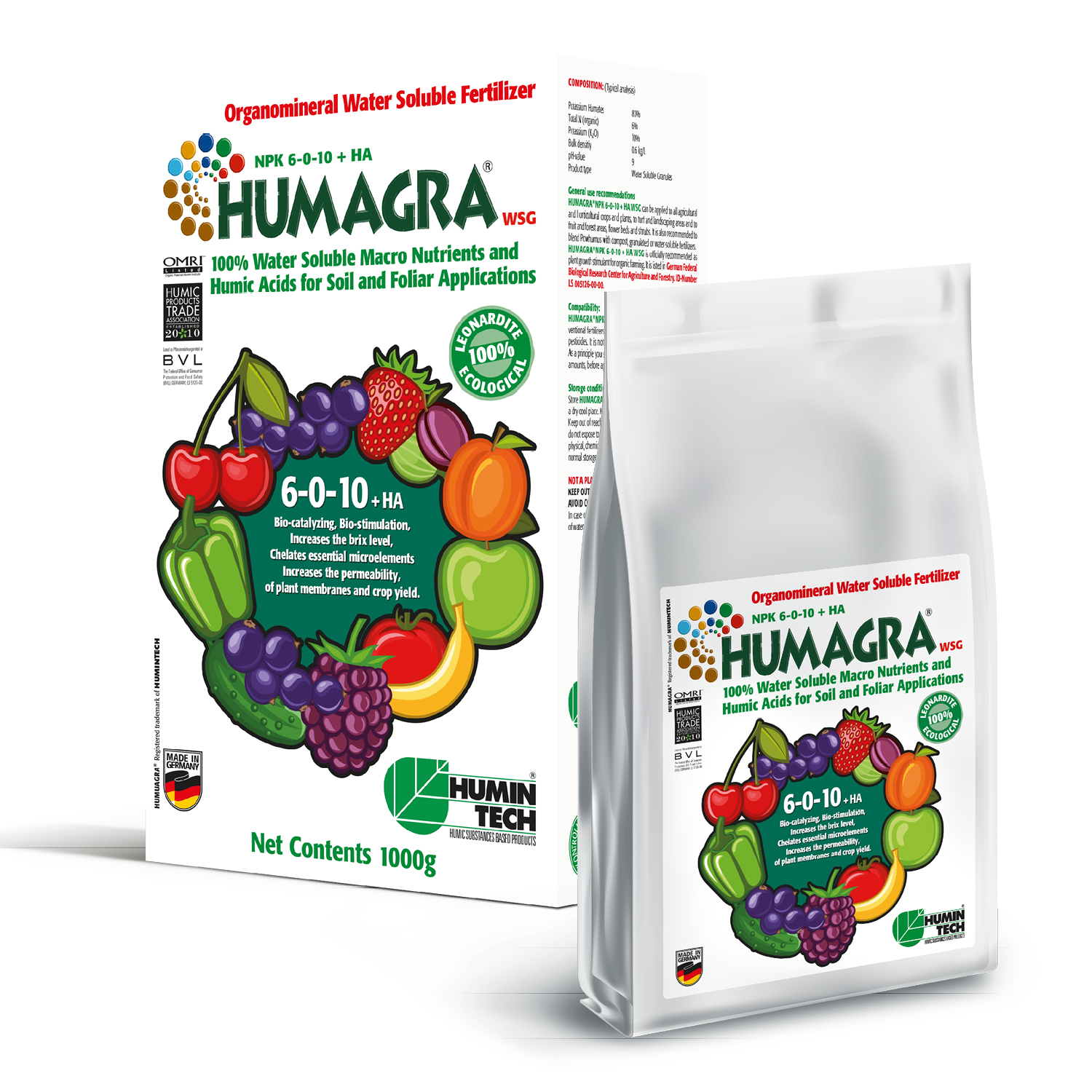 HUMAGRA NPK 6-0-10 + HA WSG Organomineral Water Soluble Fertilizer