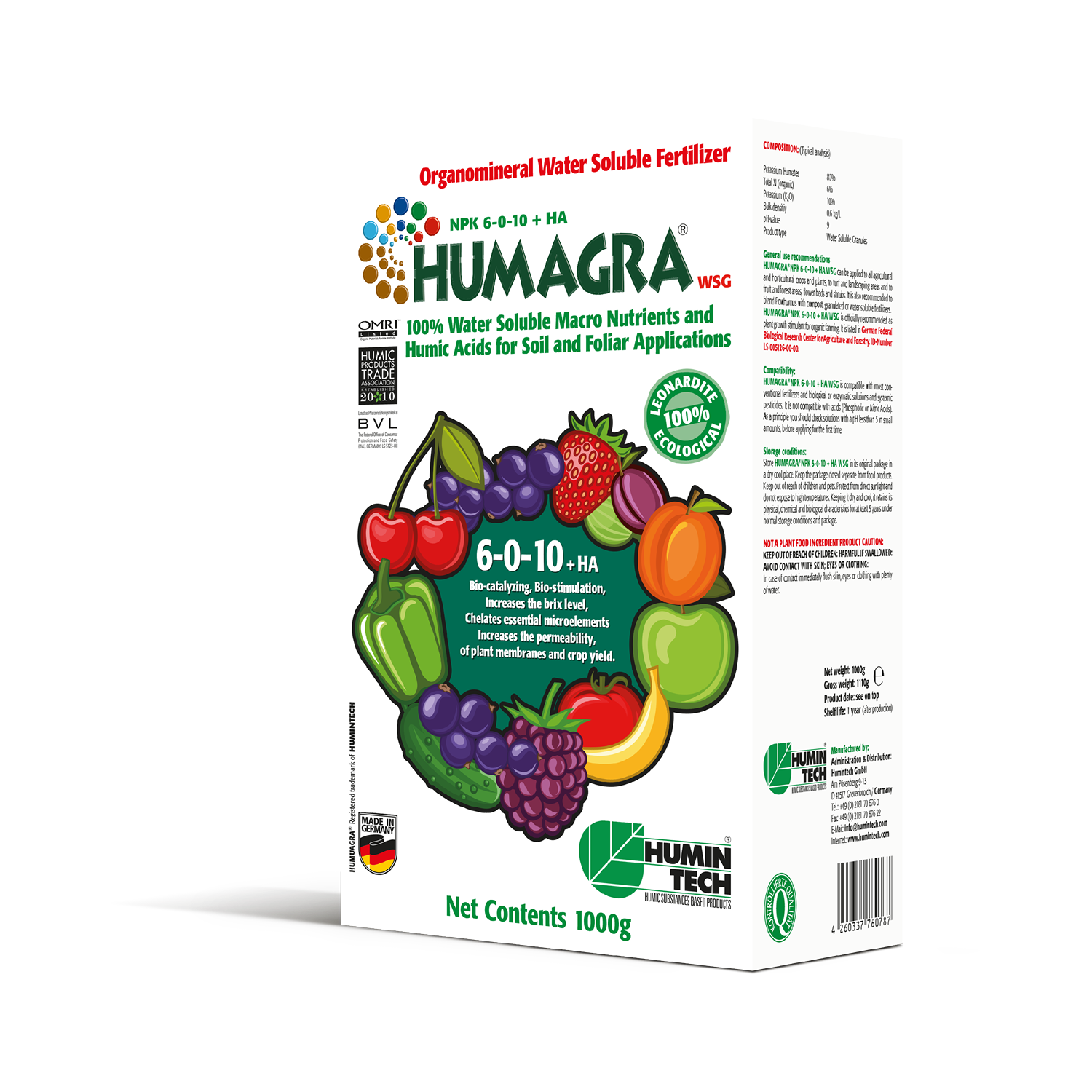HUMAGRA NPK 6-0-10 + HA WSG Organomineral Water Soluble Fertilizer box