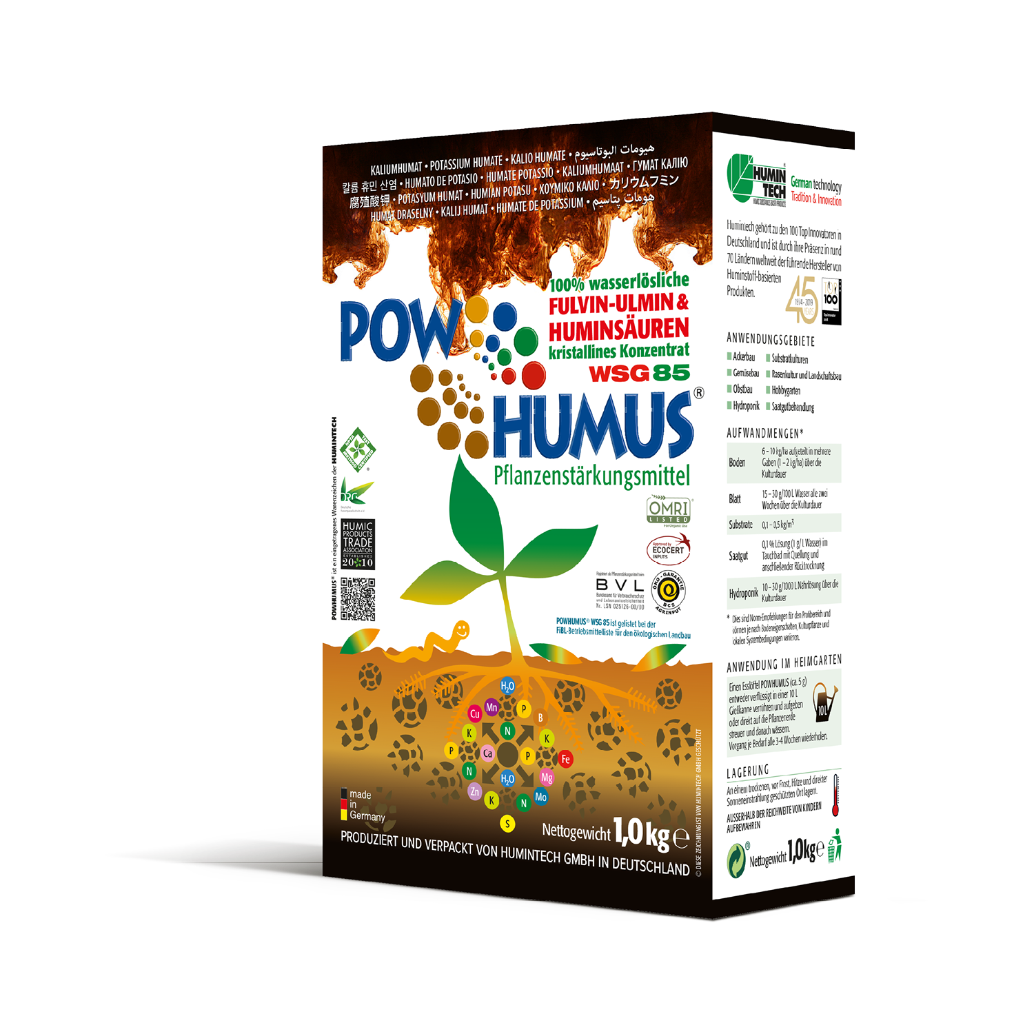 POWHUMUS® WSG 85 Wasserlösliches Pflanzenstärkungsmittel 1 kg Karton